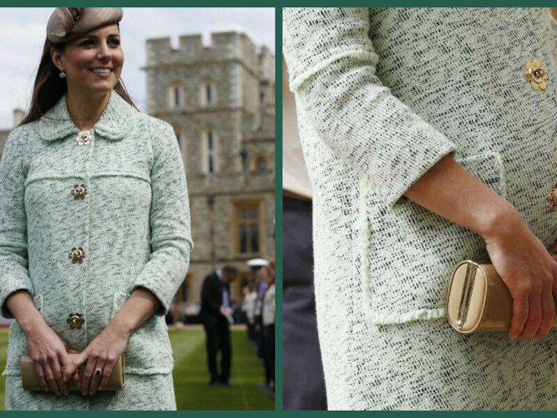 Kate Middleton pronkt met babybuikje in muntgroene Mulberry.