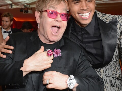 Chris Brown met Elton John.