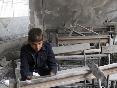 Eerder werd ook deze school in Aleppo vernield.