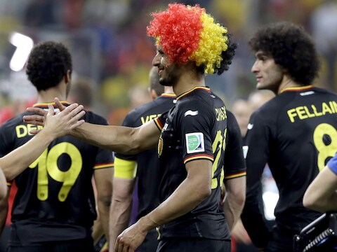 Nacer Chadli na de overwinning van de Duivels tegen Zuid-Korea.