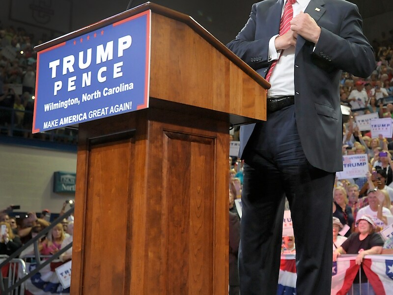 Trump sprak vandaag zijn aanhang toe in Wilmington, North Carolina.