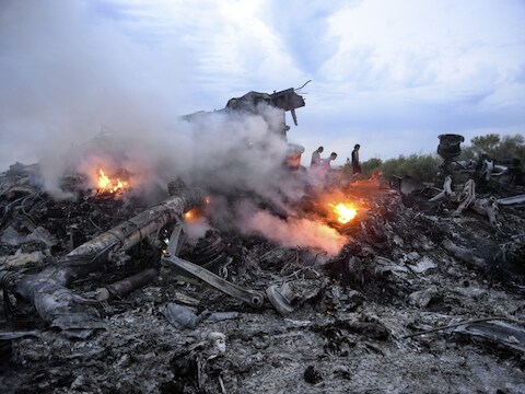 Brokstukken van de Boeing 777 die donderdag neerstortte.