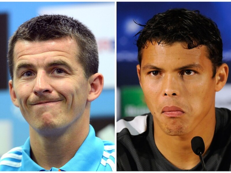 Joey Barton (l) en Thiago Silva.