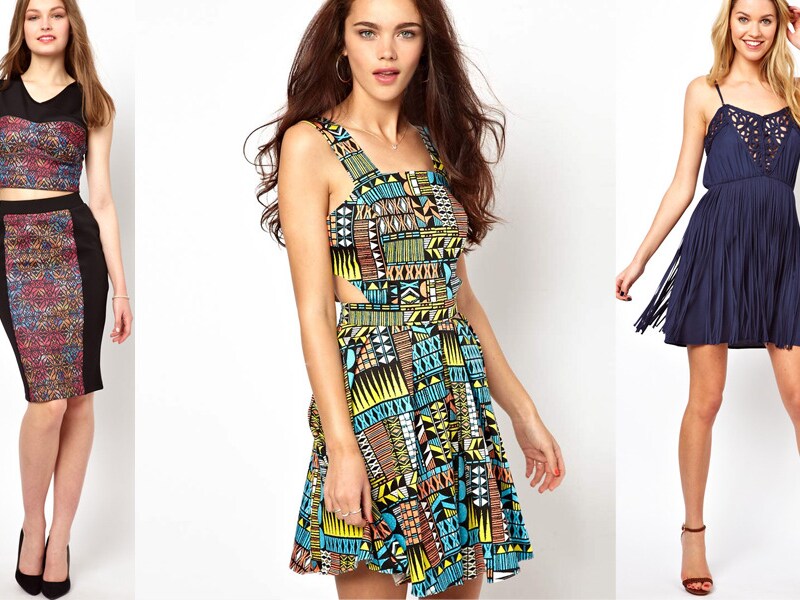 Kort topje, jurkje met uitsparingen en franjejurk bij Asos.com