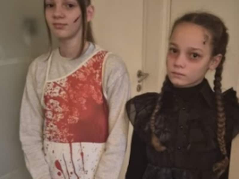 Noa en Ona tonen hun griezeligste outfit voor Halloween in Halen