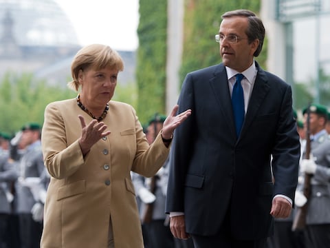 Merkel had in Berlijn een stevig onderhoud met Samaras.