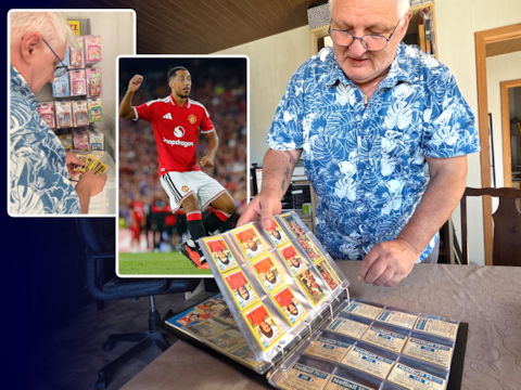 Danny Moons is heel gepassioneerd bezig met het verzamelen van Panini-stickers en heeft al tientallen albums compleet. Hij hielp ook al een vrouw uit Hong Kong aan stickers van Rode Duivel Youri Tielemans, die bij Manchester United speelt (inzet centraal). Inzet rechts: stickers uit de jaren ‘70.