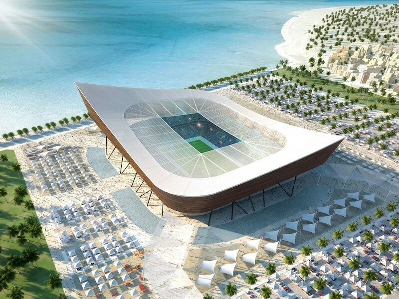 Een van de toekomstige WK-stadions in Qatar.
