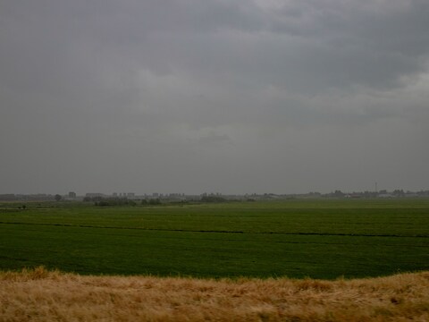 Zwaar bewolkt met wat lichte regen in Hoogstraten in de namiddag