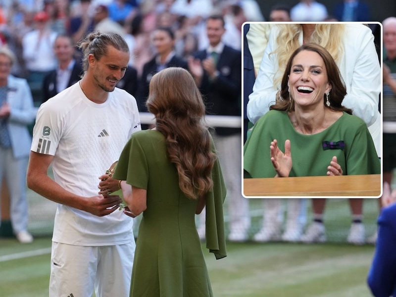 Met een kamerbrede glimlach nam ze het aan: Alexander Zverev strooit met complimenten naar prinses Kate na verloren Wimbledon-finale