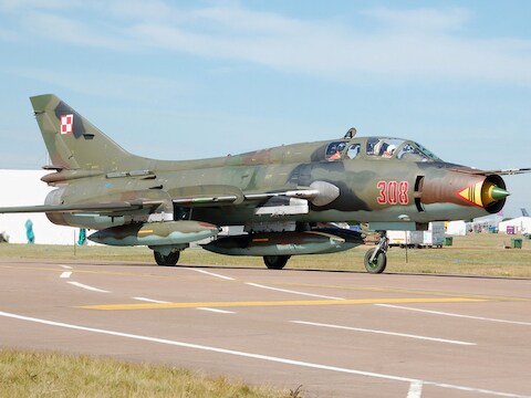 Een Soechoj SU-22, het type vliegtuig dat is neergestort.
