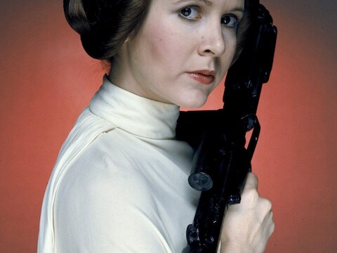 Carrie Fisher als Prinses Leia in 1977.