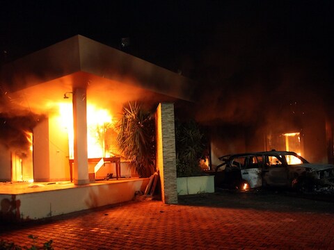 De aanval op het Amerikaanse consulaat in Benghazi in 2012.