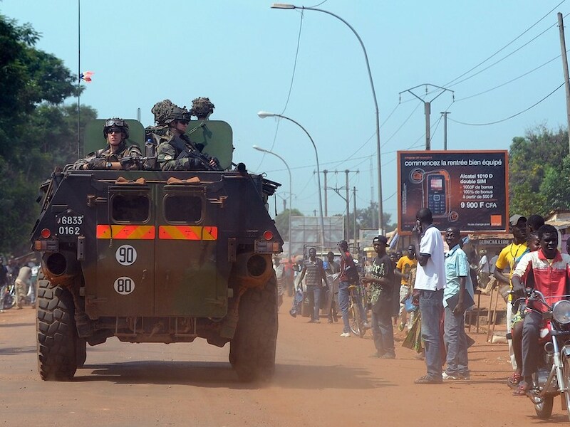 Franse troepeen in de Centraal-Afrikaanse Republiek.