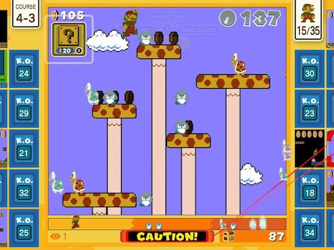 Je kunt het je tegenspelers flink moeilijk maken in 'Super Mario 35'.