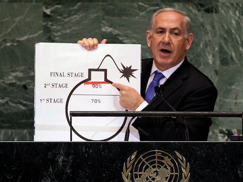 Onlangs toonde de Israëlische premier Netanyahu nog zijn grafische voorstelling van het Iraanse kernprogramma aan de Algemene Vergadering van de Verenigde Naties.