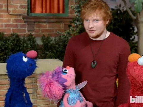 Ed Sheeran met zijn nieuwe vriendjes.