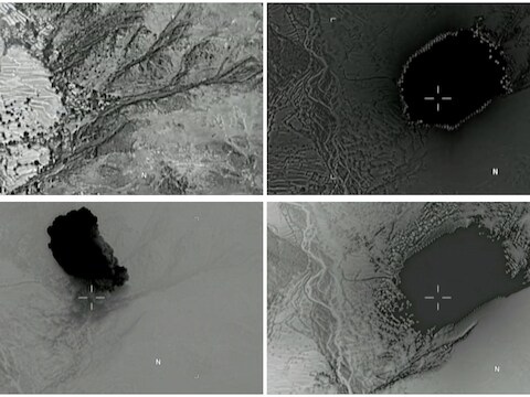 Satellietbeelden van de bom die het Amerikaanse leger in Afghanistan heeft ingezet.