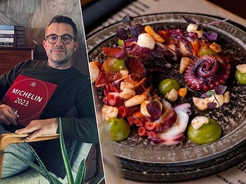 Thomas Baeyens van L'Amitié serveert zijn visitekaartje pulpo met aioli en jalapeno.