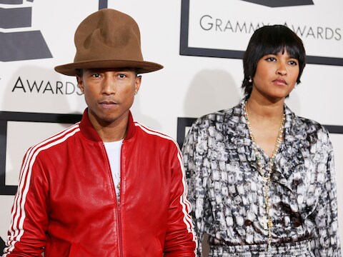 Pharrell Williams en zijn hoed, de Mountain van Vivienne Westwood, eind januari bij de uitreiking van de Grammy's.