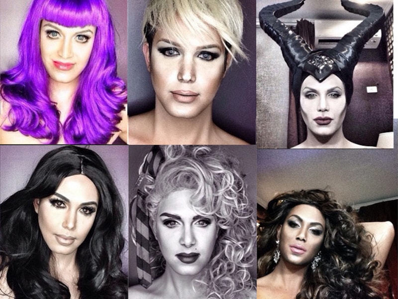 Paolo Ballesteros als Katy Perry, Jennifer Lawrence, Angelina Jolie, Kim Kardashian, Madonna en Beyoncé.