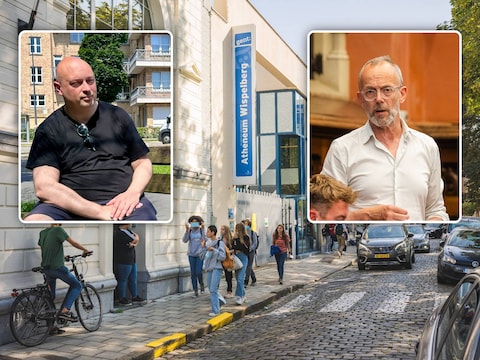 Directeur Jurgen Bockstaele (inzet links) mag pas na de herfstvakantie naar het stedelijk Atheneum Wispelberg in Gent terugkeren, zo besliste interim-onderwijsschepen Filip Watteeuw (Groen, inzet rechts)