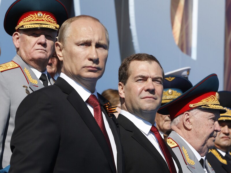 Eerder op de dag woonde de Russische president een militaire parade in Moskou bij.