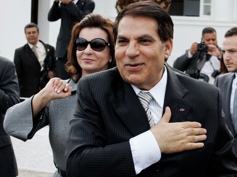 De verdreven president Ben Ali met zijn gehate echtgenote Leila.