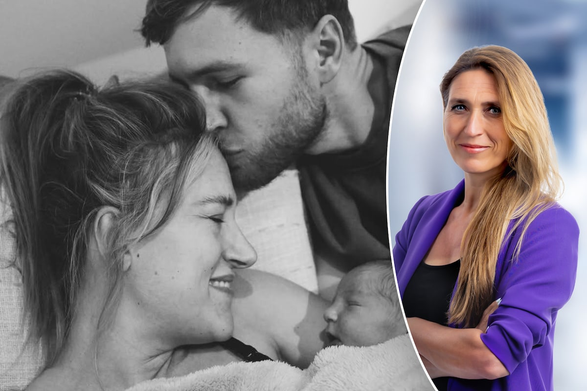 Suzan y Freek con el pequeño Sef. Derecha: nuestra periodista Sabine Vermeiren.