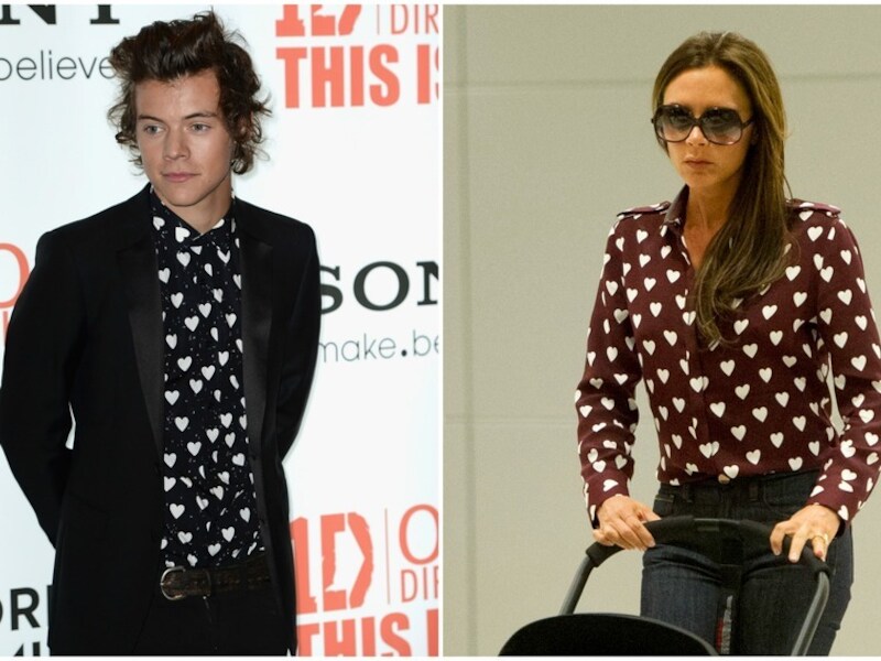 Harry Styles en Victoria Beckham met een gelijkaardig hemdje.