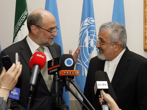 Herman Nackaerts (IAEA) en Ali Asghar Soltanieh (Iran).