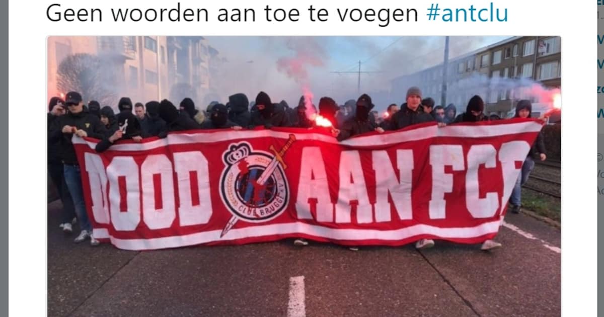 Politie voert onderzoek naar gemaskerde Antwerpfans met 'Dood aan FCB ...