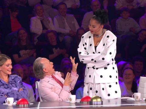 Karen Damen, Marc-Marie Huijbregts en Soundos in ‘Got Talent’.