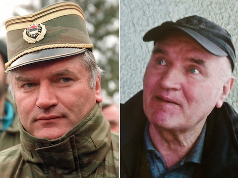 Ratko Mladic tijdens zijn gloriedagen als legergeneraal en net na zijn arrestatie.