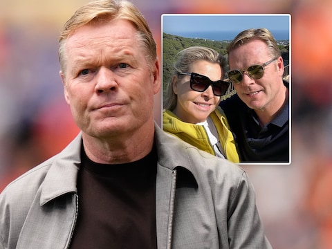 Ronald Koeman en zijn vrouw Bartina, die noodgedwongen thuis moet blijven van dit WK. 
