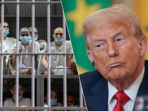 Een megagevangenis in El Salvador waar honderden uit de VS gedeporteerde Venezolaanse migranten vastzitten/ Donald Trump