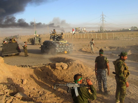 Iraakse soldaten bij de belegering van Fallujah.