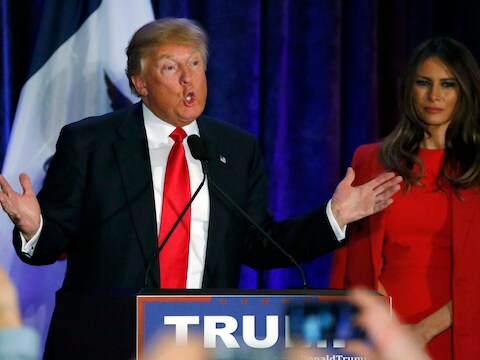Donald Trump vannacht in Iowa.