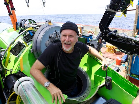 James Cameron vorig jaar in de Deepsea Challenger.
