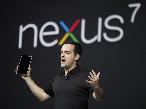 Hugo Barra, productmanager van besturingssysteem Android, bij de presentatie van de Nexus 7.