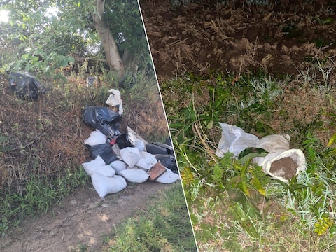 In de omgeving van Landries werd een grote hoeveelheid afval gedumpt in de natuur.