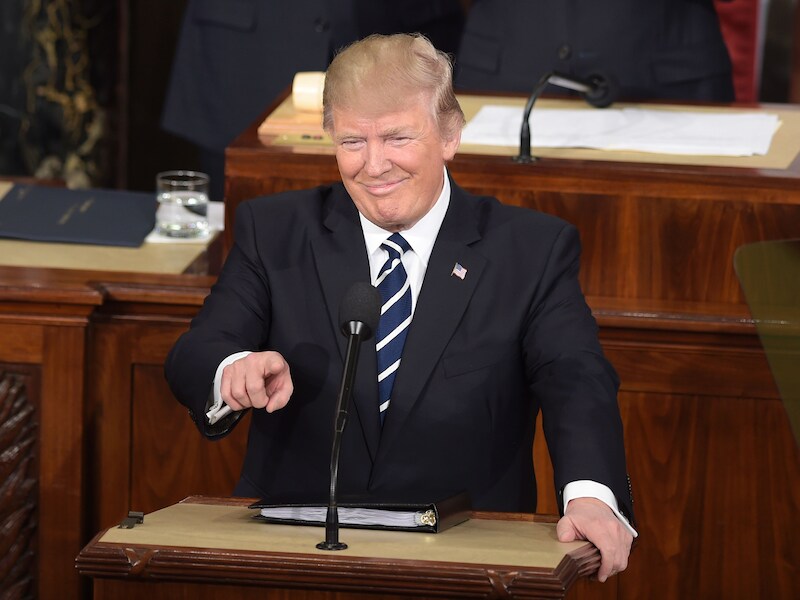 Donald Trump tijdens zijn eerste toespraak voor het Congres.