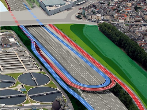 De 'paperclipverbinding' aan de Schijnpoort maakt deel uit van de Oosterweelverbinding.