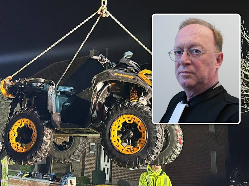 Archieffoto van een quad (niet het exemplaar waarmee de man uit Harelbeke reed). 
Advocaat Jan Leysen.