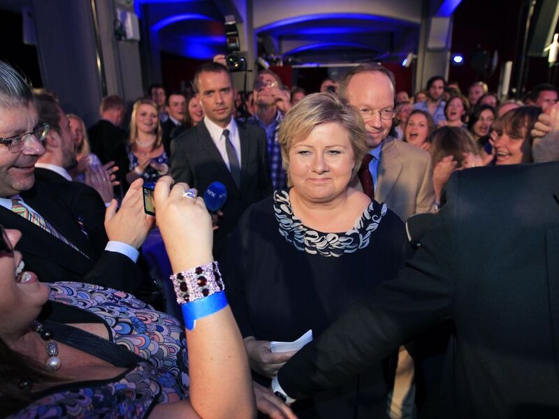 Erna Solberg, leider van de Conservatieven.