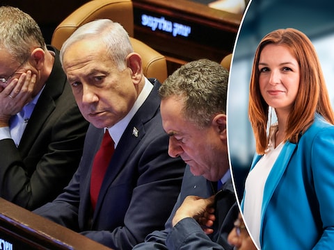 Benjamin Netanyahu (links). Politiek journalist Astrid Roelandt (rechts).