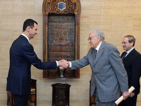 Bashar al-Assad en Lakhdar Brahimi in Damascus.