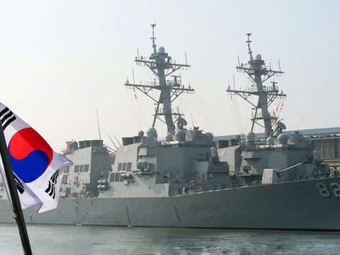 De USS Fitzgerald tijdens een gezamenlijke militaire oefening tussen de VS en Zuid-Korea.