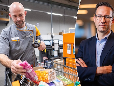 Retailexpert Pierre-Alexandre Billiet (rechts) laat zijn licht schijnen over het nieuwe jaarverslag van Colruyt. 