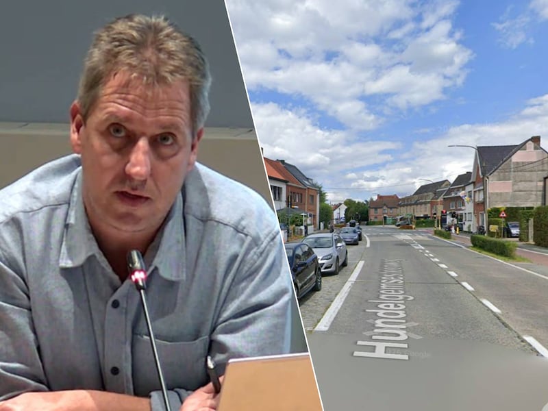 Schepen Pascal Rousseaux geeft uitleg over de heraanleg van de Hundelgemsesteenweg in Merelbeke-Melle. De Hundelgemsesteenweg tussen Flora en Ledeberg wordt aangepakt.